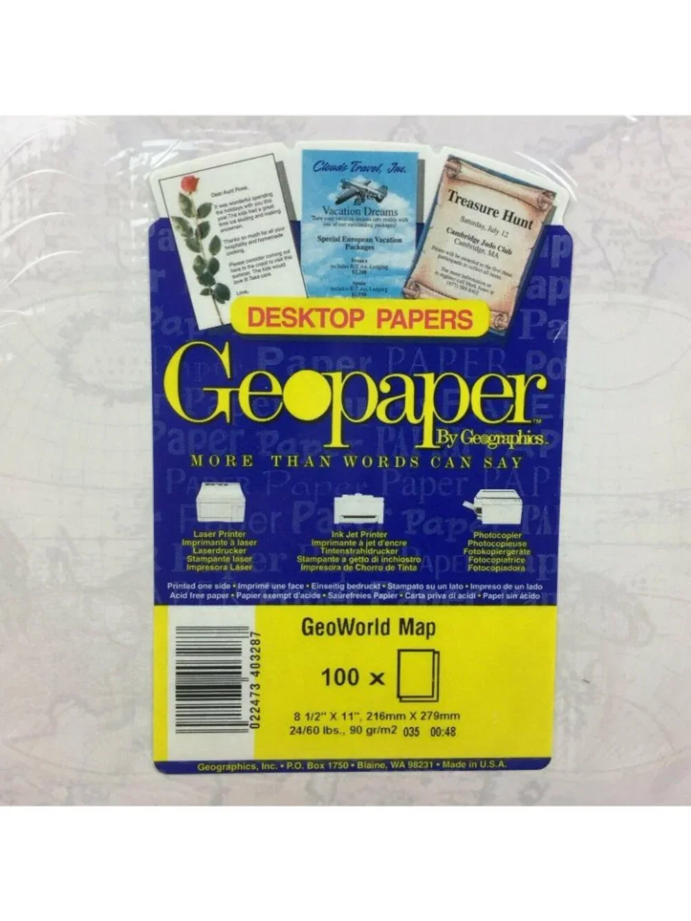 Geopaper 51 Sheets Geo World Map Black Stationery Invitations Geographics 8.5x11